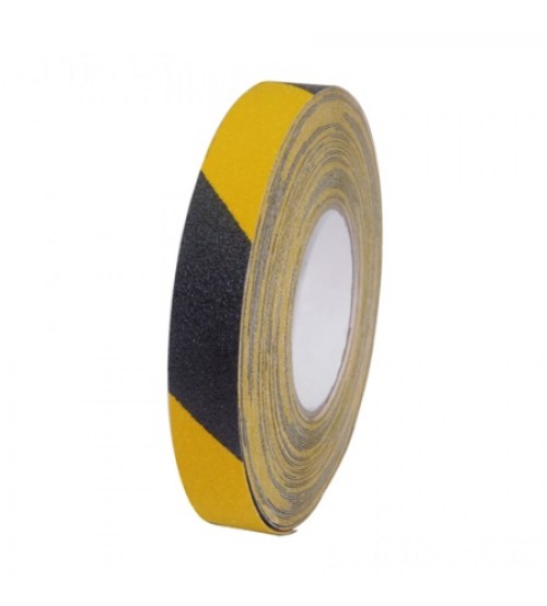 Libisemisvastane hoiatuslint 25 mm x 18.3 m, must‑kollane